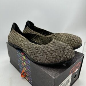 Catwalk Ballet Shoes Womens Size 10 Bronze Woven Slip‎ On Comfort Memory Foam